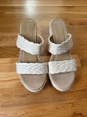 Kaanas Women's Braided Two-Strap Slide Sandals in Cream